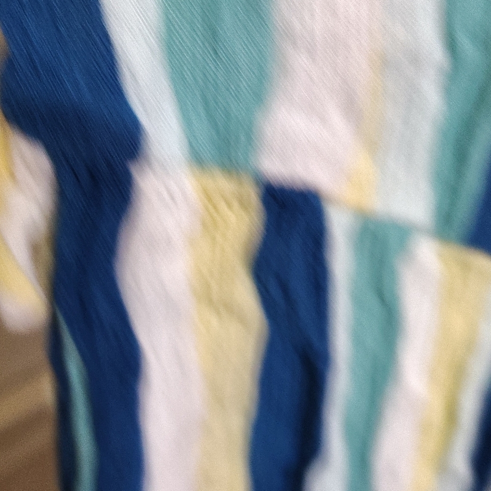 Blue and Yellow Striped Off-Shoulder Jumpsuit - Picture 5 of 8